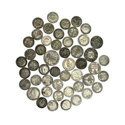 Approximately 60 grams of Great British pre 1920 silver coins including threepences, Queen Victoria 1898 crown etc, approximately 90 grams of pre 1947 silver coins and a small number of other coins