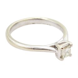 18ct white gold single stone princess cut diamond ring, diamond approx 0.25 carat