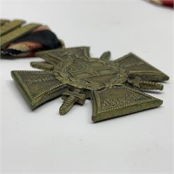 WWI Imperial German Hanseatic Cross for Hamburg; and Marine Corps 1914-18 Cross with four clasps for Durchbruchsschlacht, Ypern, Yser and Antwerpen; both with ribbons (2)