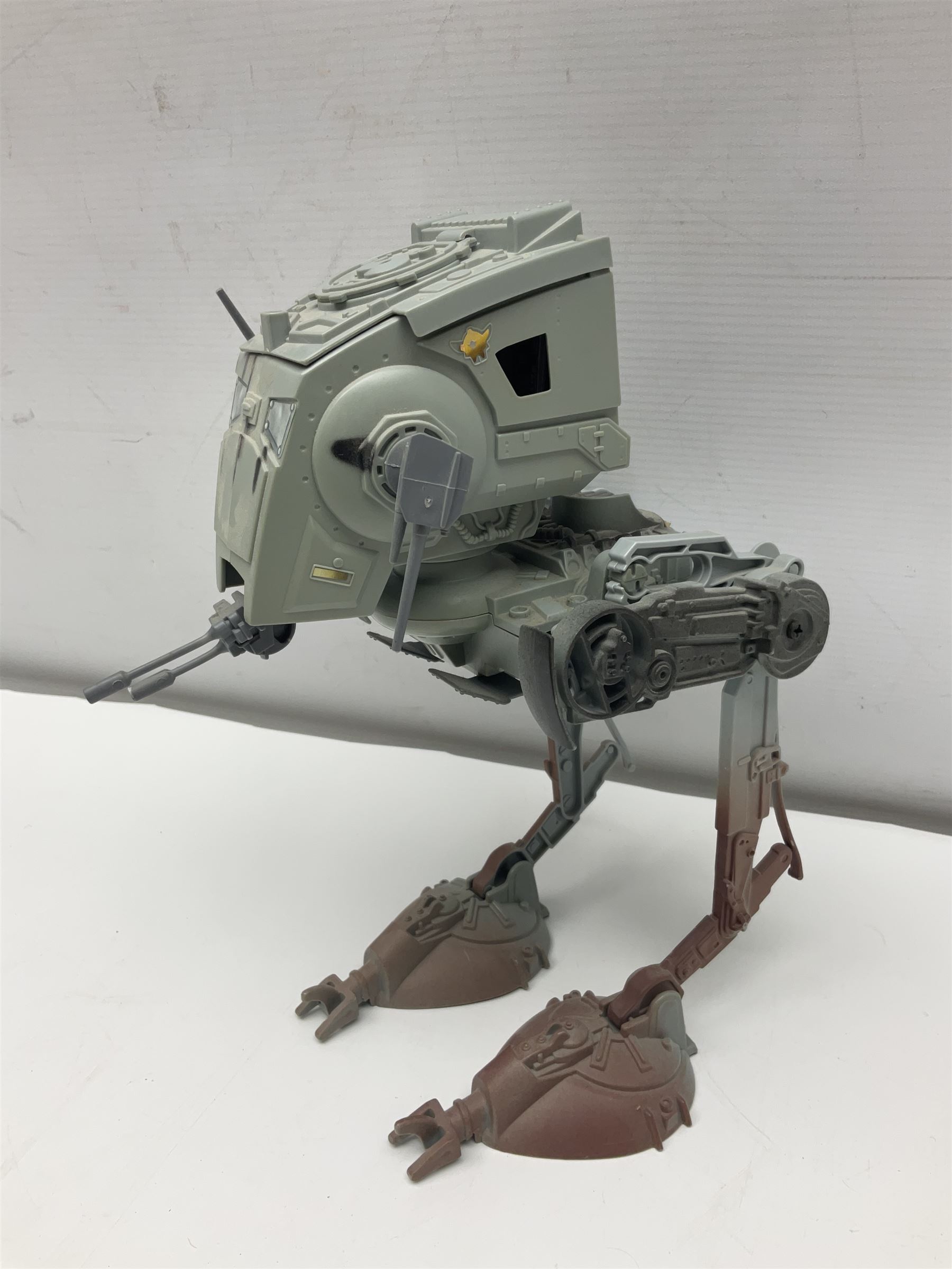 Star Wars - four space/land vehicles comprising Millenium Falcon with hinged top and figures; TIE Fighter; X-Wing Fighter with pilot; and AT-ST 'Chicken Walker' transporter; all unboxed (4)