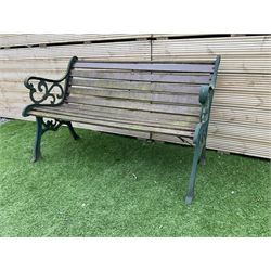  Cast metal and wood slatted garden bench - THIS LOT IS TO BE COLLECTED BY APPOINTMENT FROM DUGGLEBY STORAGE, GREAT HILL, EASTFIELD, SCARBOROUGH, YO11 3TX