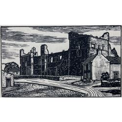 Marie Hartley (Yorkshire 1905-2006): 'Middleham Castle', woodcut signed and titled in pencil 5cm x 9cm 