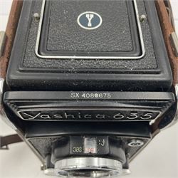 Yashica-Mat Copal MXV camera body, serial no 408717, with Yashinon 1;3.2 f=80mm' and Yashinon 1;3.5 f=80mm' lens serial no 460802, together with Yashica 635 Copal-MXV camera body serial 4080675 with Yashinon 1;3.5 f=80mm' lens serial no 229427 and 'Yashikor 1;3.5 f=80mm' lens serial no 228386