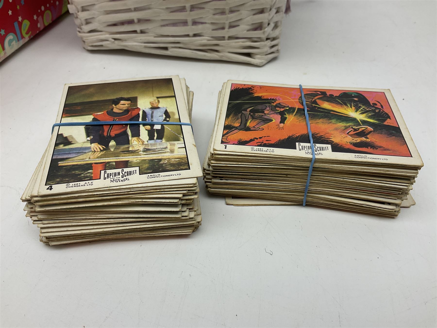 Complete set of Captain Scarlet 1967 Bubblegum cards, with incomplete set missing nos 1-3, with a small amount of books etc