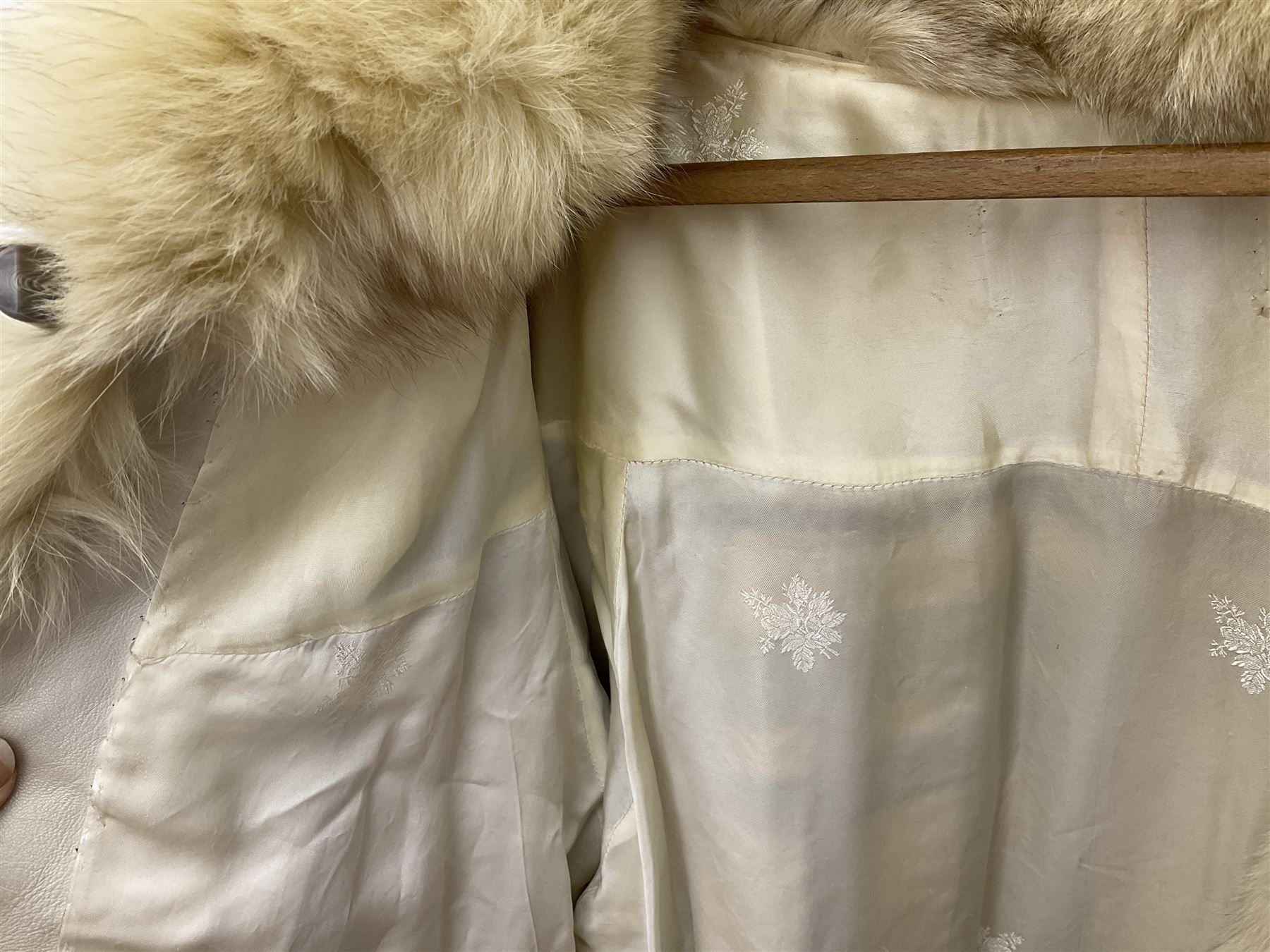 White Arctic Fox fur coat with loop fasteners 