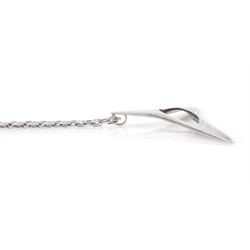 Georg Jensen silver pendant necklace, no. 342 designed by Henning Koppel, London import mark 1977, on a silver cable link chain with toggle clasp