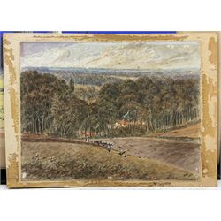 R Rappini (Early 20th century): 'Ruins near Giza', gouache signed and titled 27cm x 37cm; HWM (British late 19th century): 'Harpsden Court Oxon', watercolour signed with initials titled and dated 1896, 22.5cm x 29cm (unframed) (2)