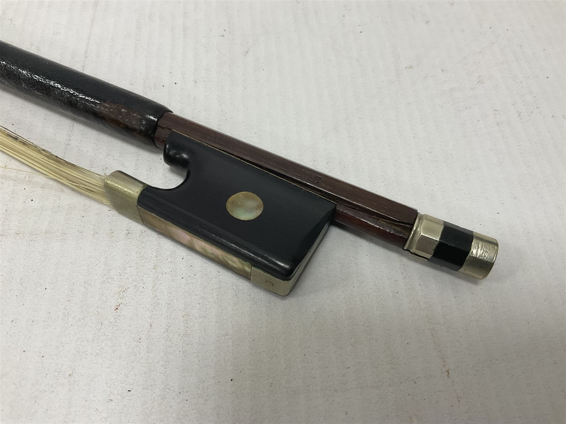 Full size violin and bow in a wooden constructed fitted case, back length 35cm, full length 60cm