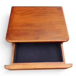 Willis & Gambier - mahogany pair of bedside cabinets, with frieze drawer with blue baize lined interior, panelled sides and three drawers raised on bracket feet