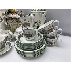 Portmeirion tea wares, in various patterns including Botanic Garden, Summer Garland and Portmeirion, to include limited edition novelty teapot, teapot, coffee press, coffee pot, covered sucrier, eight teacups and saucers, etc 