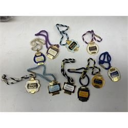 Thirty nine enamelled horse racing badges, to include badges from York, Ripon, Beverley Goodwood etc