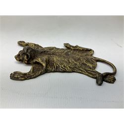 Attributed to Franz Xavier Bergman, cold painted bronze modelled as a lion skin, stamped beneath with B within an amphora and Austria, L10cm