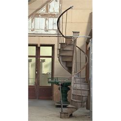 French oak spiral staircase, first half of the 19th century, complete with mahogany banist...