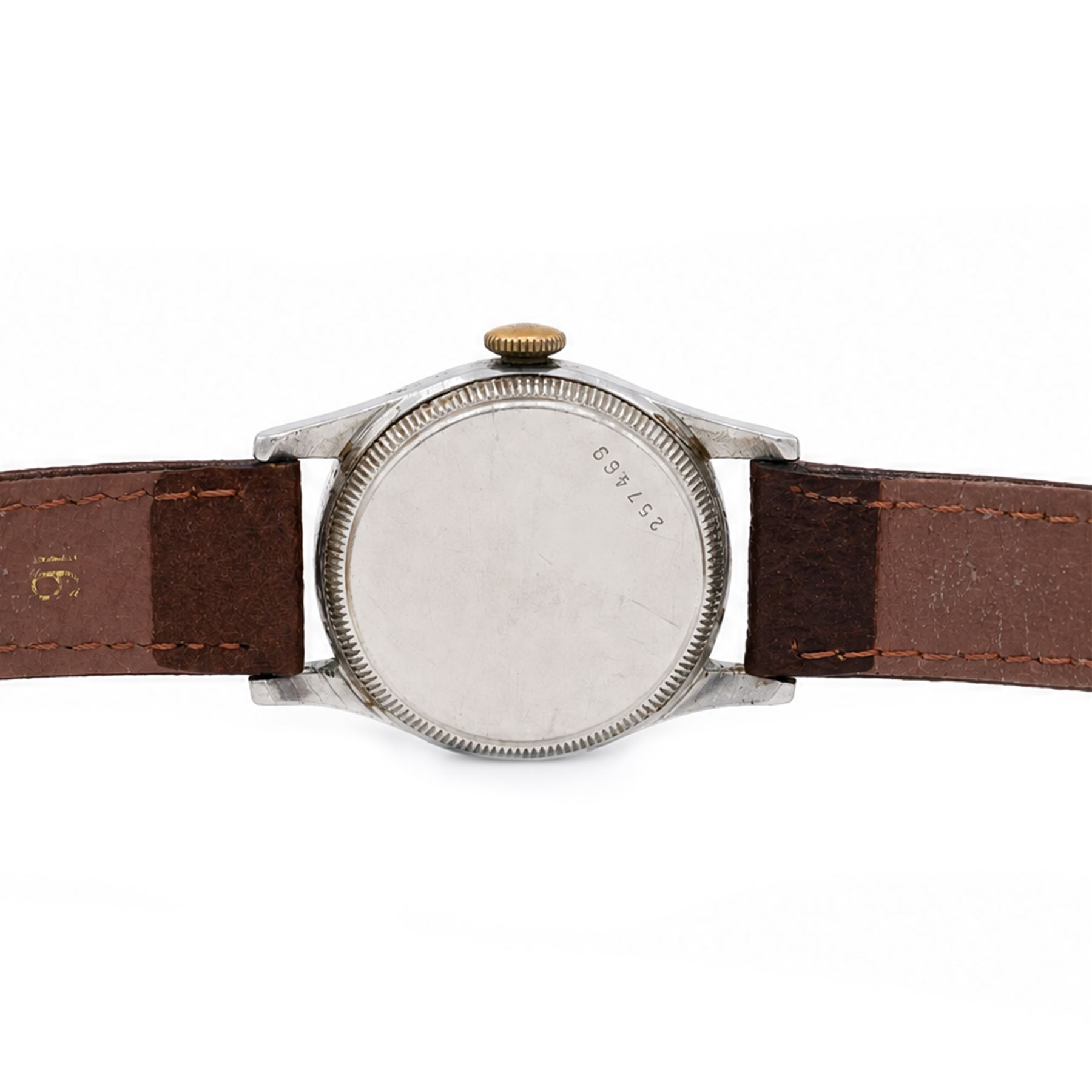 Solar Aqua gentleman's stainless steel manual wind wristwatch, Ref. 2784, silvered dial with Arabic hour markers, the Rolex case signed 'Oyster Watch Co  R.W.C.Ltd', on brown leather strap