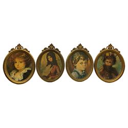 Set of four 20th century Italian oval portrait prints in gilt frames (4)