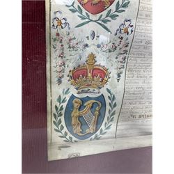 Large 18th century framed and glazed Indenture for King George III to George Rivers, Lord Rivers of Straths Saye, including frame H92.5cm L107.5cm