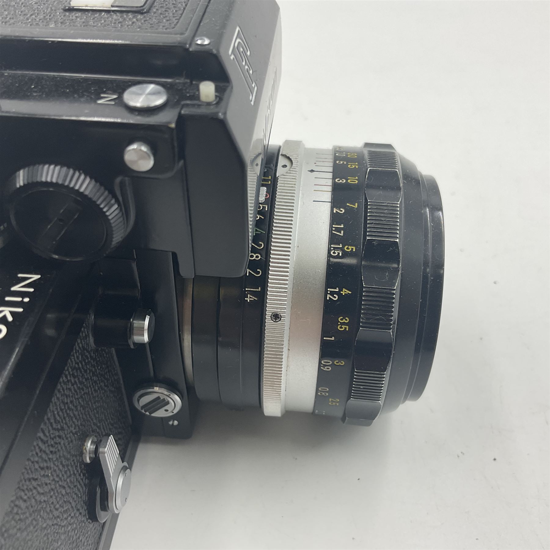 Nikon F Photomic Tn camera body, serial no. 6876146, circa 1967 with 'Nikon NIKKOR-S.C Auto 1:1.4 f=50mm' lens, serial no. 1446384 
