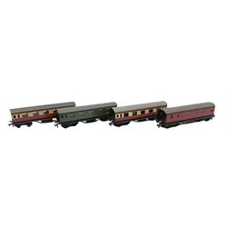 Trix Twin - six LNER teak finish coaches, two in boxes including Restaurant Car; Pullman coach 'May'; two other Restaurant Cars; and five other coaches; various liveries; all unboxed (14)