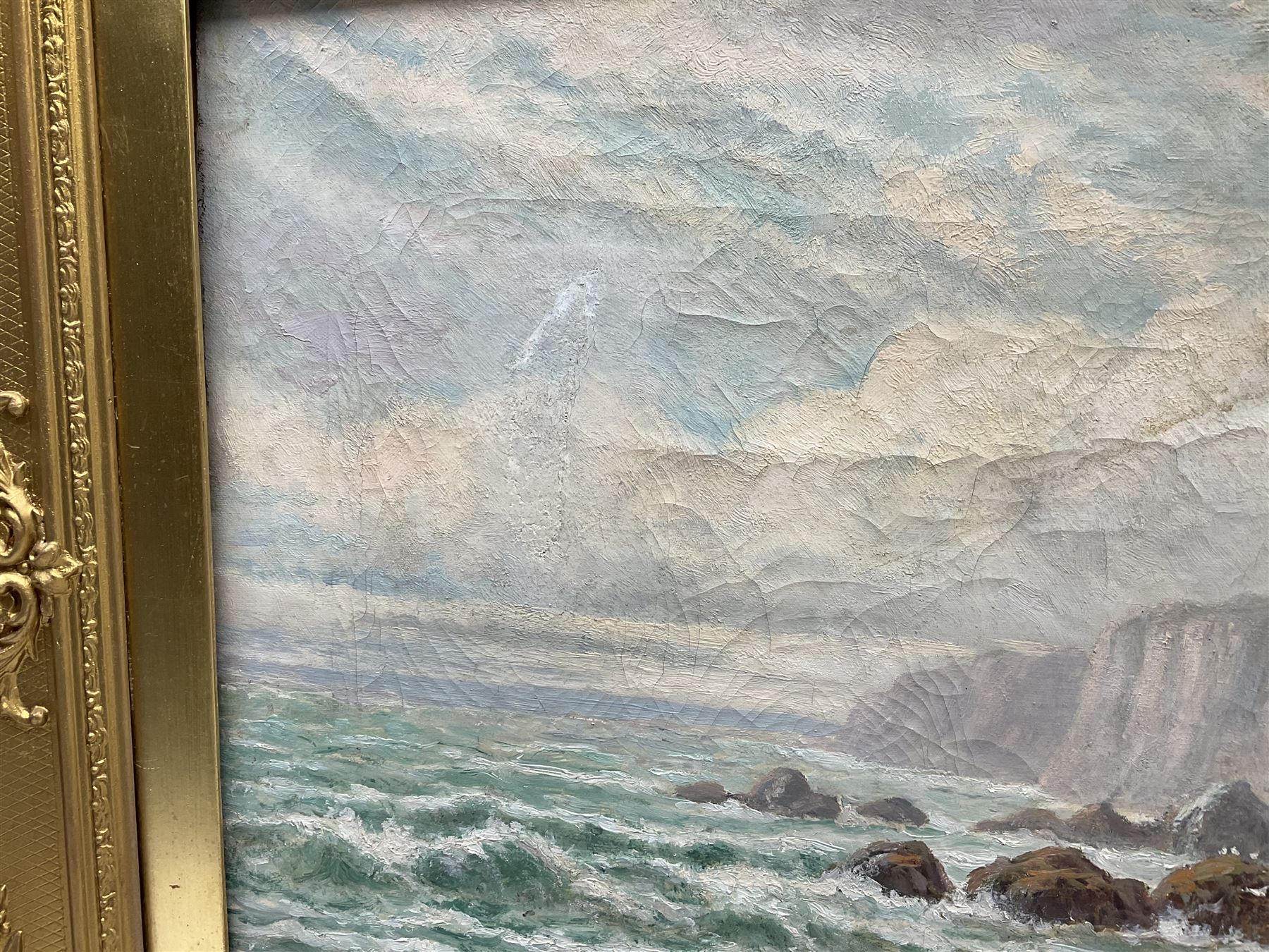 Cyril Tempest (Yorkshire late 19th century): Mast from Shipwreck and Beached Sailing Vessels, pair oils on canvas signed 40cm x 60cm (2)