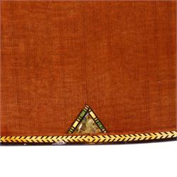 'The Moor Relic' classical guitar, with aged finish and abalone inlay, made by Geoff Hall, stringed instrument maker