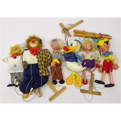  Pelham Puppets including Donald Duck, Pinocchio, Girl & Boy and two other Puppets (6)  
