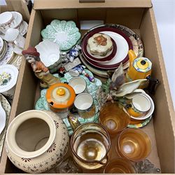 Collection of assorted ceramics, to include Shelley preserve pot, Regal Ware coffee wares, Paragon tea wares, floral encrusted ornaments, other tea wares and decorative ceramics, in two boxes