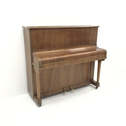 Godfrey walnut cased overstrung upright piano, W124cm, H113cm