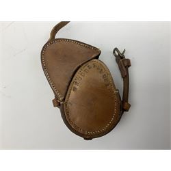 WW1 verner's pattern brass cased marching compass inscribed F-L No.74469 1917; in leather carrying case impressed W. Huddlestone Leatheries Ltd. 1917