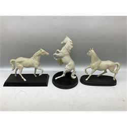 Six Royal Doulton horse figures in a matt finish on plinths, to include Spirit of the wind, Spirit of the wild, Springtime etc