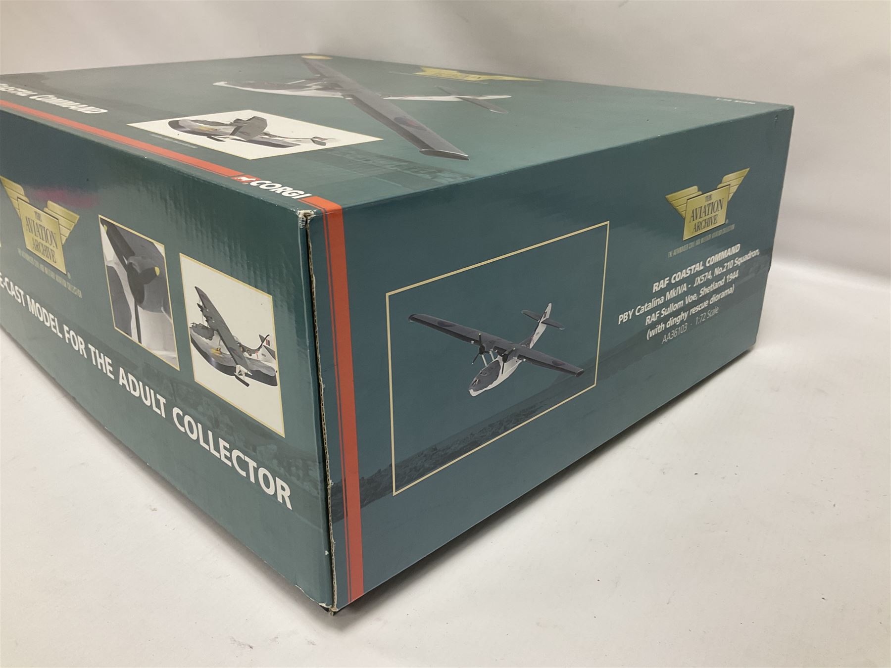 Corgi - Limited Edition Aviation Archive 1:72 scale RAF Coastal Command PBY Catalina MkIVA - JX574, No. 210 Squadron, RAF Sullom Voe, Shetland 1944, with dinghy rescue diorama; boxed with certificate no. 891/1890