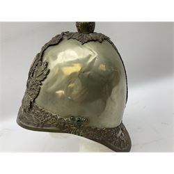 Victorian 1847 Pattern Officer's Helmet of the Inniskilling Dragoons, the white metal skull with gilt fittings including VR cypher to the plate; with leather liner H24cm