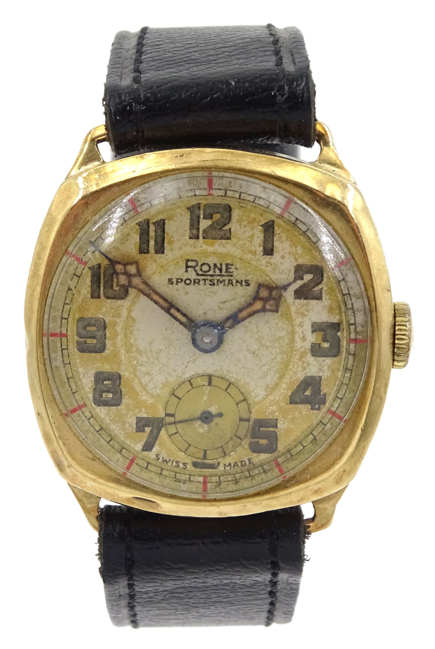 Raich Carter Rone Sportsmans gent s 9ct gold cased manual wind