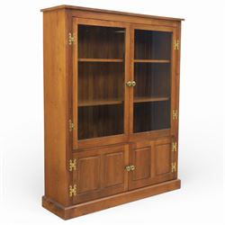 Sam Cryer 'Cryercraft' - elm bookcase, two glazed doors above panelled cupboard