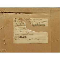 Max Rayton (Australian 20th century): Tough as Old Boots, charcoal signed, dated '46 on exhibition label verso 34cm x 46cm 
Provenance: exh. Royal South Australian Society of Arts, September 1946, label verso