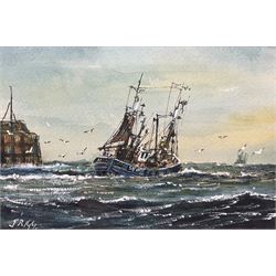 Jack Rigg (British 1927-2023): Scarborough Fishing Vessel Leaving the Harbour, watercolour signed 11cm x 17cm