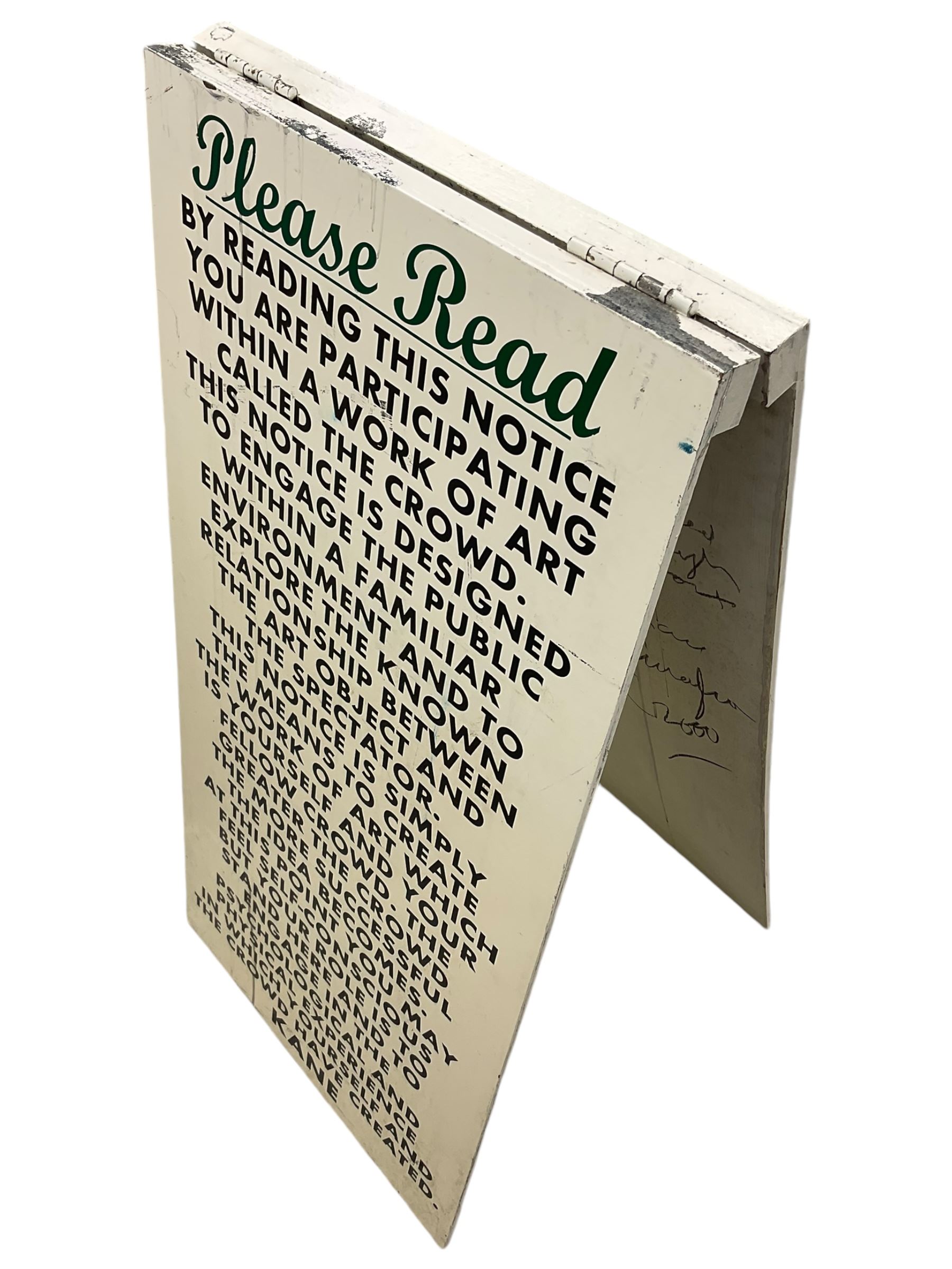 Kane Cunningham (British 1961-): 'The Crowd', painted wooden A-frame 122cm x 61cm