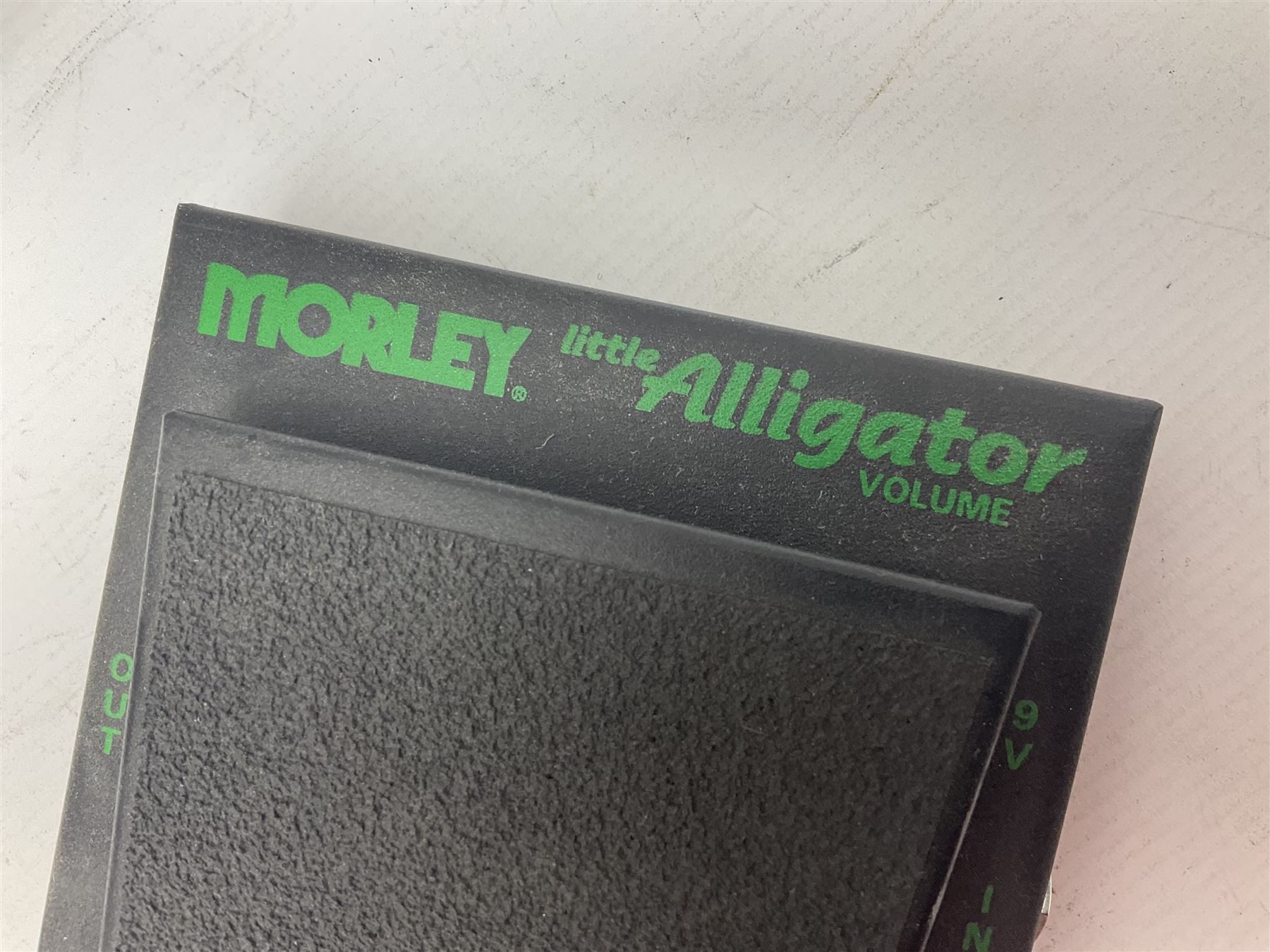 Three Morley guitar effects pedals, including The Little Alligator Volume serial no 195408 and Dual Bass Wah model PBA-2
