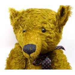 Collector's large teddy bear by The Great Yorkshire Bear Company, golden mohair with swivel jointed head, jointed limbs with felt paw pads and growler mechanism H30