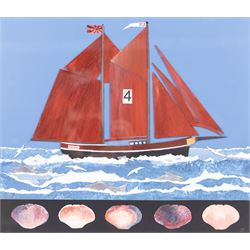 John Thornton (Northern British 1944-): ‘Topsail 3’, hand painted assemblage signed with i...