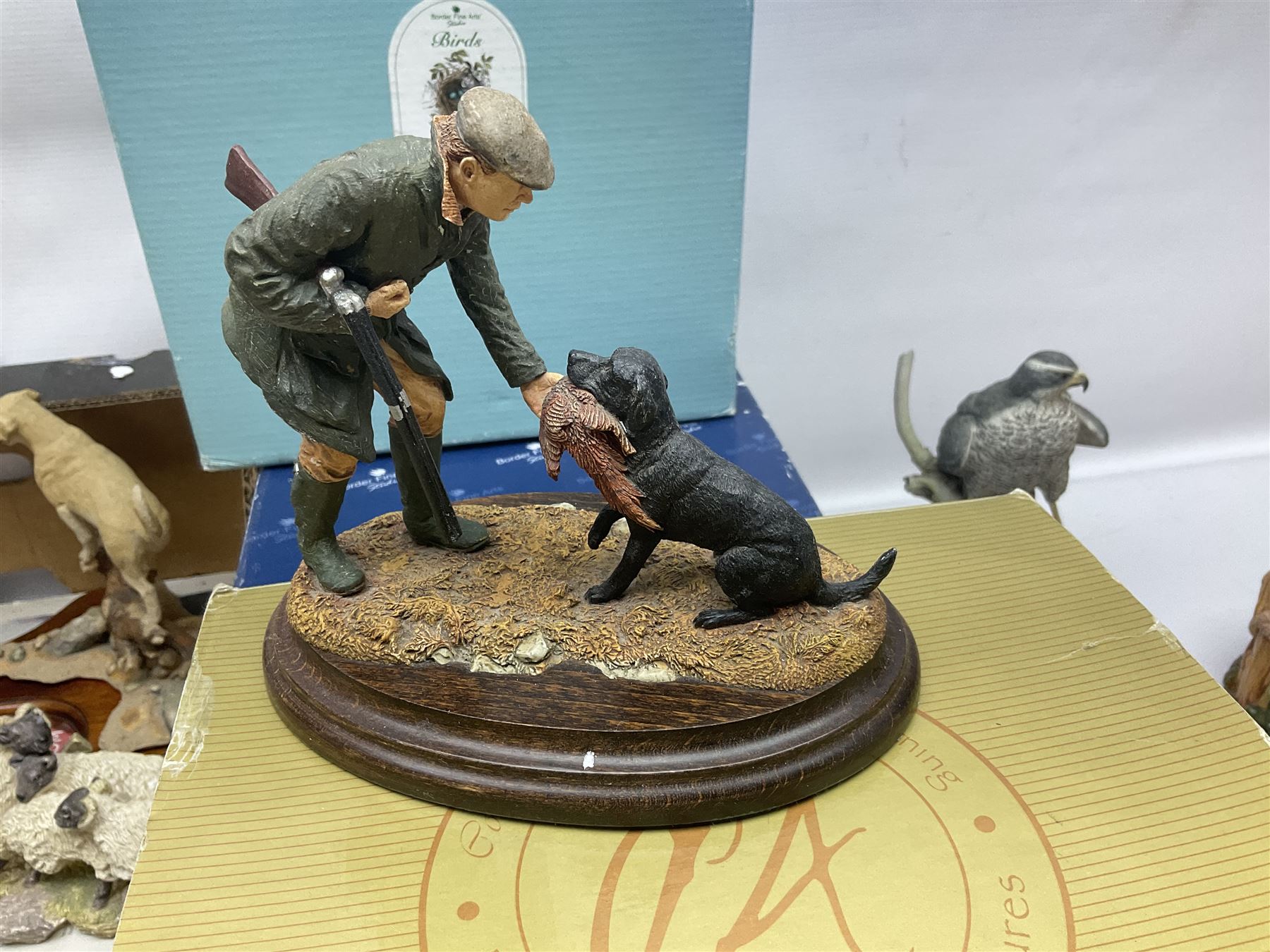 Russell Willis Border Fine Arts figures birds, partridge, A0660, together with Country Artists Goshawk and other similar figures 