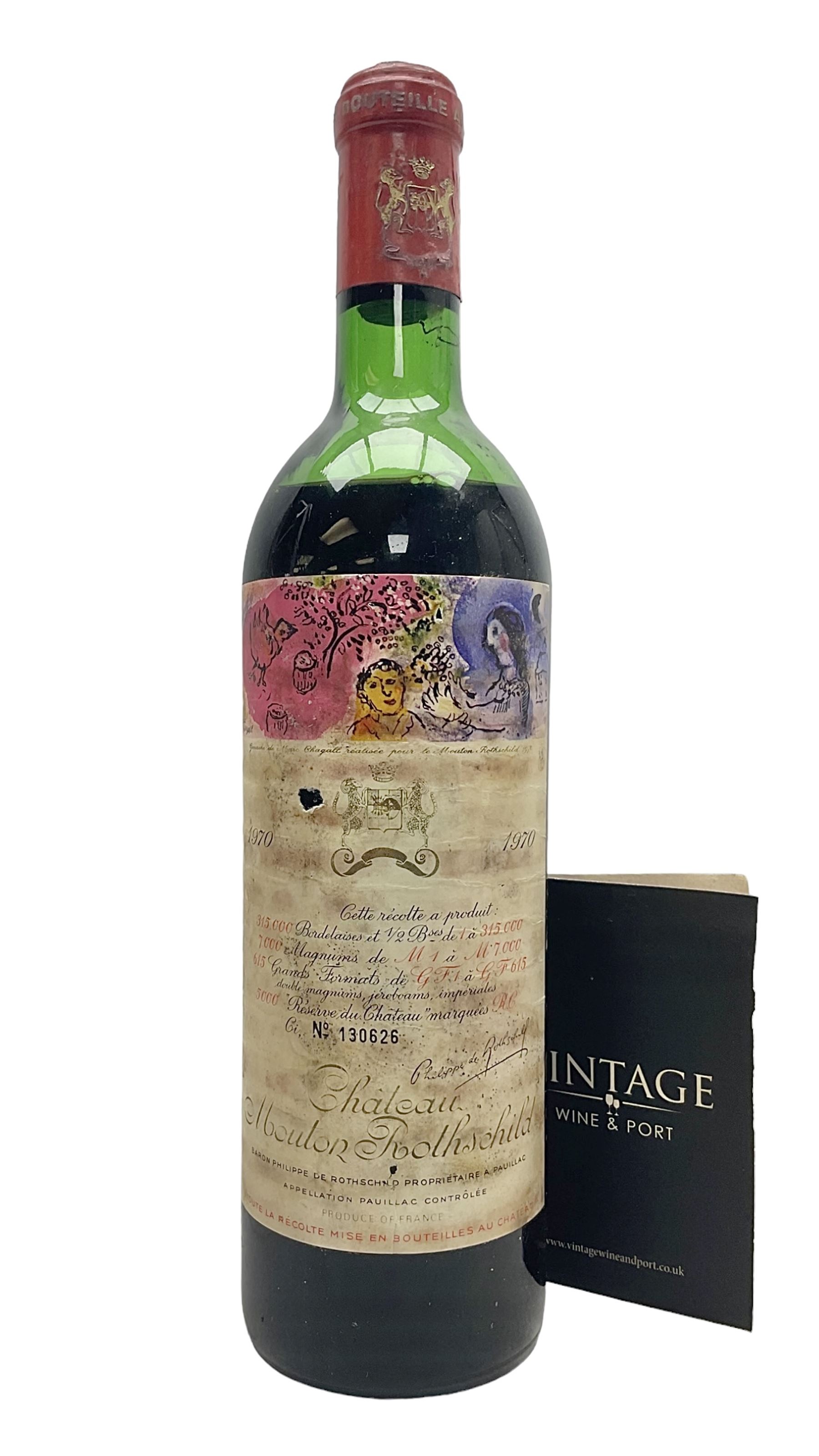 Chateau Mouton Rothschild, 1970, Grand Cru Classe Pauillac, unknown contents and proof 