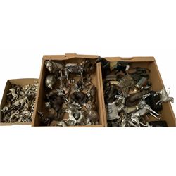 Quantity of metal and composite animal figures to include bronzed examples of horses and dogs etc in three boxes