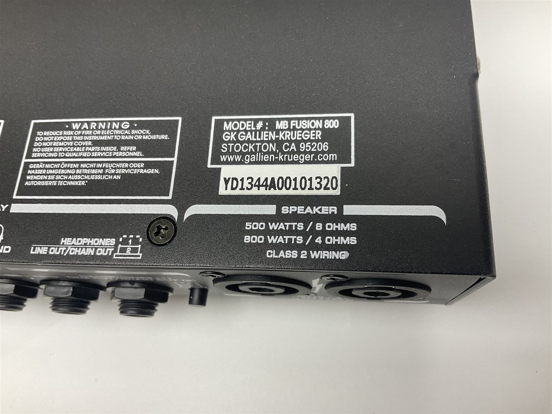 Gallien Krueger MB Fusion 800 amplifier still in factory packaging and delivery box; with additional RFB-111 remote foot controller