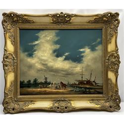 Barbara Gudrun Sibbons (German 1925-): Dutch Estuary Scene, oil on canvas signed 39cm x 49cm