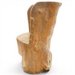 Early 20th century French elm dug-out chair, of monoxylous form 