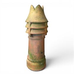 Large Victorian terracotta crown top chimney pot, and a similar chimney pot (2)
