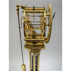 After William Smith of Musselburgh - Contemporary brass skeleton clock, circular enamel Arabic chapter ring signed 'Wm Smith, Musselburgh Maker & Inventor', spring driven fusee movement, on stepped circular black marble base and under glass dome, H60cm (including dome) 