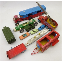  Unboxed and playworn die-cast models by Dinky, Corgi, Lesney, Britains, Tri-ang etc including Chipperfields Circus, Dublo van, Minic liner etc  