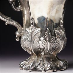 Victorian silver cup with acanthus leaf decoration and scroll handle, H12cm with retailers mark of J Mayer, Liverpool Sheffield 1851Maker Henry Wilkinson & Co