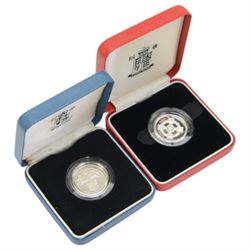 Twelve The Royal Mint United Kingdom silver proof one pound coins, comprising 1983, 1984, 1988, 1989, 1992, 1993, 1994, 1996, 1996 piedfort, 1998, 1999, and 2001, cased with certificates